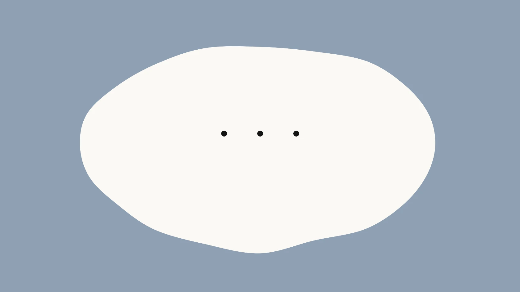 An ivory carrier on a mist-blue field with three black dots evenly spaced in a horizontal row