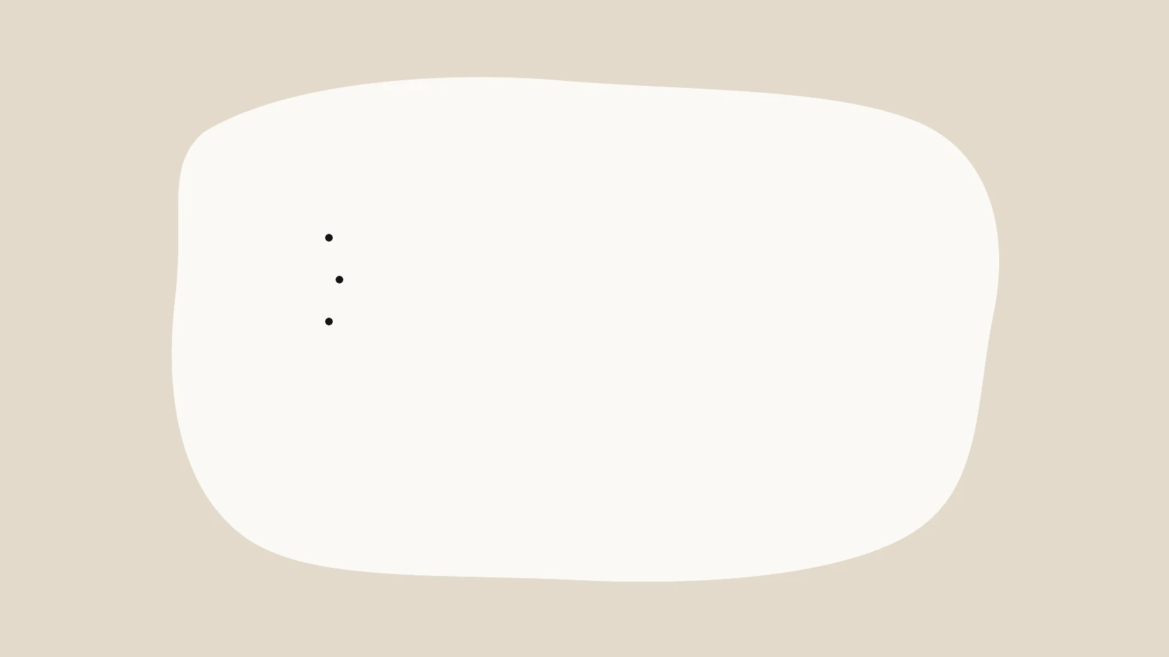 An ivory sieve-like carrier on an oat field separates a fine black ticking surface from a clean speech ribbon of simple curved strokes.